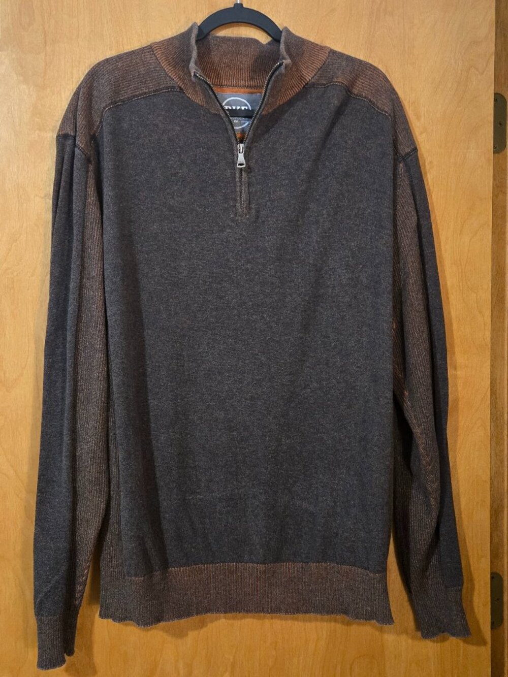 BKE Quarter Zip Sweater Mens Size XXL Black/Brown Rust Athletic Fit Y2K Cotton